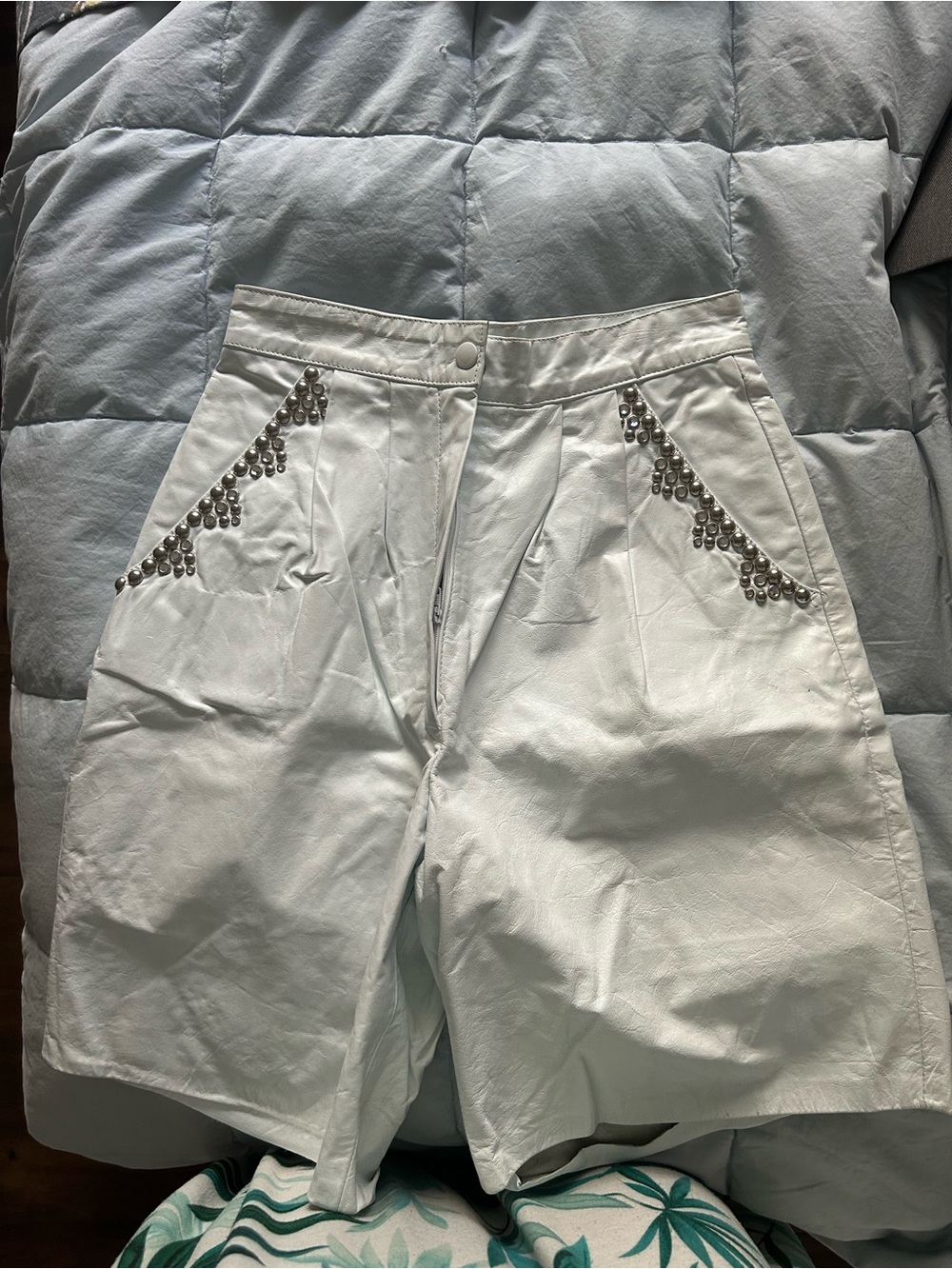 Women’s White Embellished Bermuda Shorts